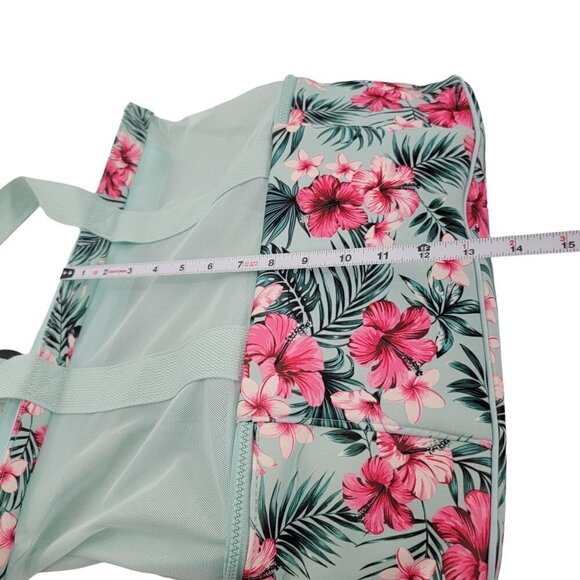 Tropical Print Beach Tote Bag with Zip Bottom - Picture 13 of 15